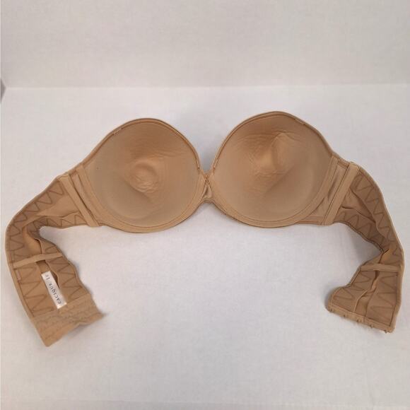 Lane Bryant Cacique Bra 46D Smooth‎ Boost Strapless Push Up Underwired Beige - Picture 4 of 6